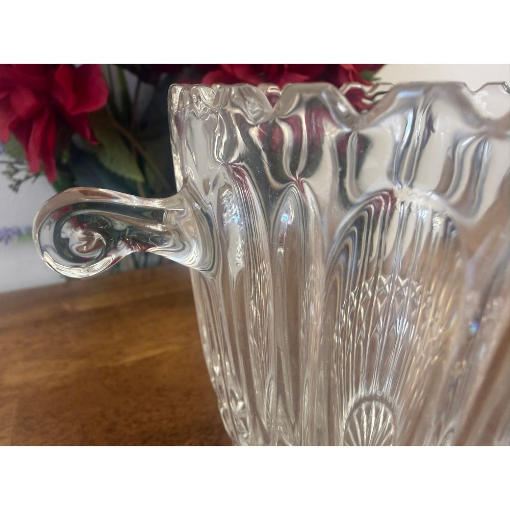 Vintage Glass Ice Bucket Scroll Handles BarwareMCM Champagne Wine Cooler - Picture 6 of 10